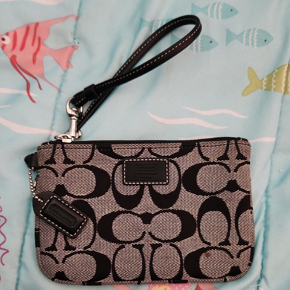 Coach Black and Gray Signature Wristlet